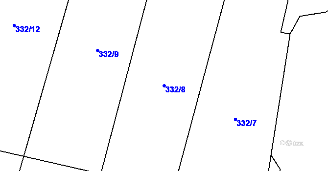 Parcela st. 332/8 v KÚ Sobčice, Katastrální mapa