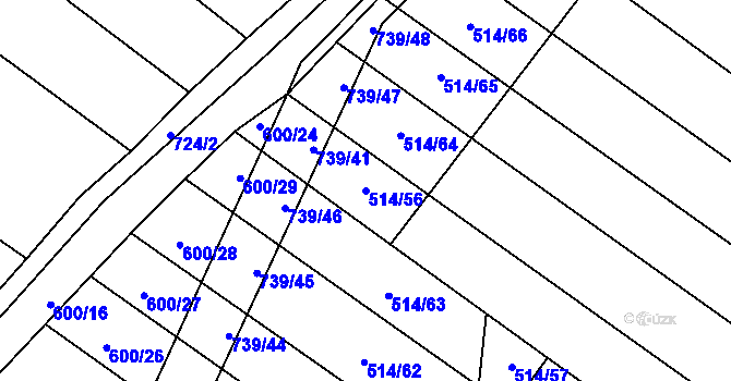 Parcela st. 514/56 v KÚ Sobčice, Katastrální mapa