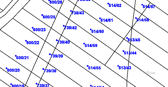 Parcela st. 514/59 v KÚ Sobčice, Katastrální mapa