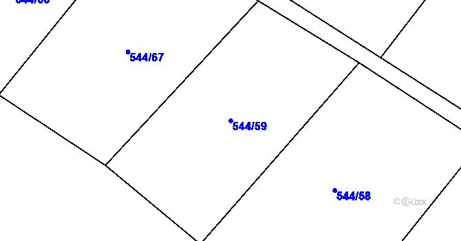 Parcela st. 544/59 v KÚ Sobčice, Katastrální mapa