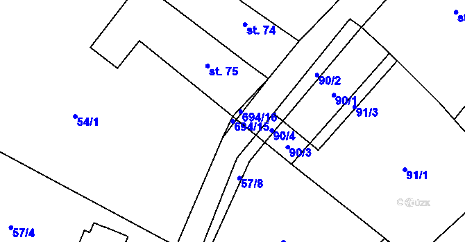 Parcela st. 694/15 v KÚ Sobčice, Katastrální mapa
