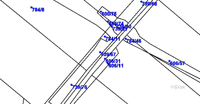 Parcela st. 739/67 v KÚ Sobčice, Katastrální mapa
