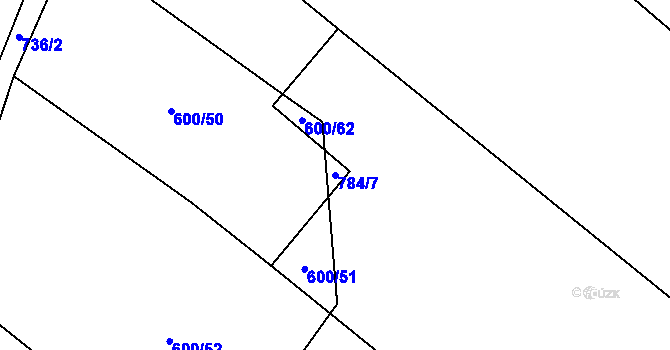 Parcela st. 784/7 v KÚ Sobčice, Katastrální mapa