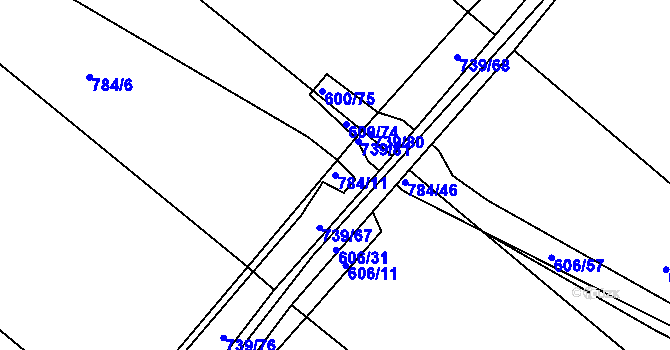 Parcela st. 784/11 v KÚ Sobčice, Katastrální mapa