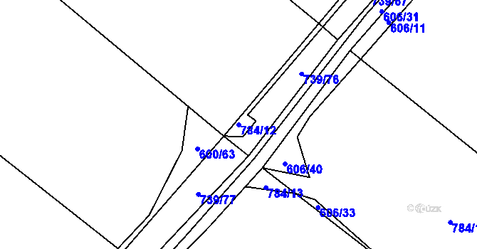 Parcela st. 784/12 v KÚ Sobčice, Katastrální mapa