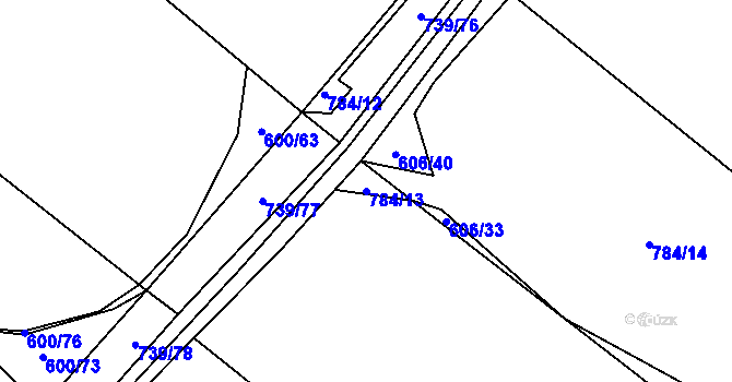 Parcela st. 784/13 v KÚ Sobčice, Katastrální mapa