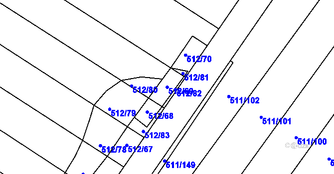 Parcela st. 512/69 v KÚ Sobčice, Katastrální mapa