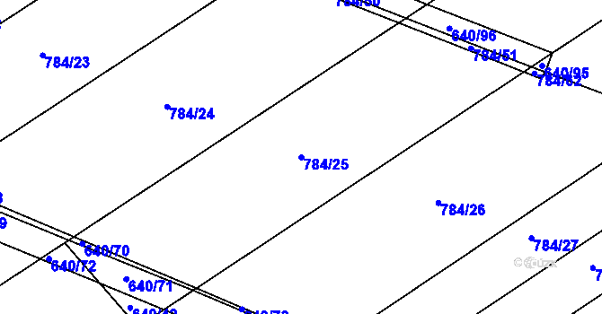 Parcela st. 784/25 v KÚ Sobčice, Katastrální mapa