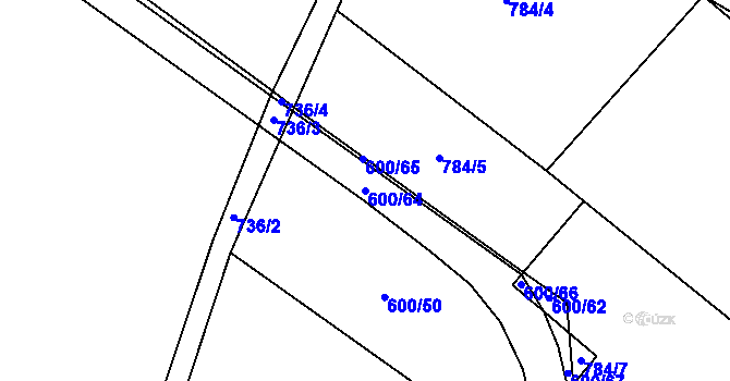 Parcela st. 600/64 v KÚ Sobčice, Katastrální mapa
