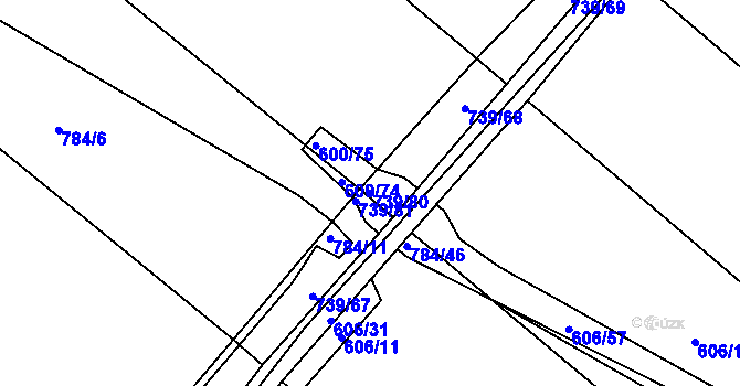 Parcela st. 739/80 v KÚ Sobčice, Katastrální mapa