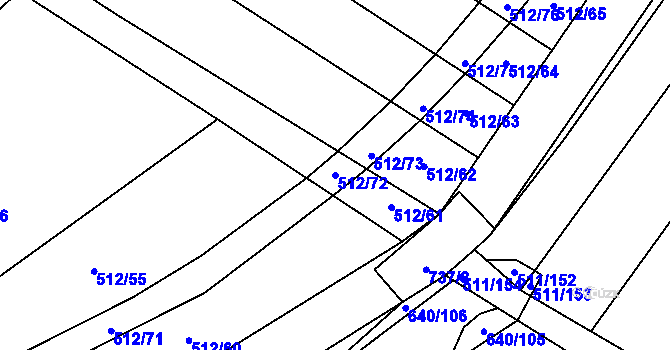 Parcela st. 512/72 v KÚ Sobčice, Katastrální mapa