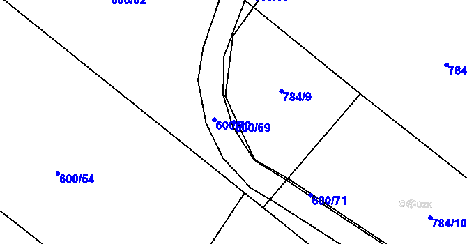 Parcela st. 600/69 v KÚ Sobčice, Katastrální mapa
