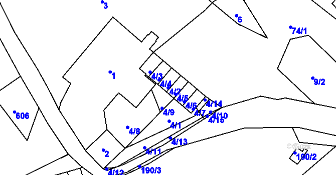 Parcela st. 4/2 v KÚ Sobědruhy, Katastrální mapa
