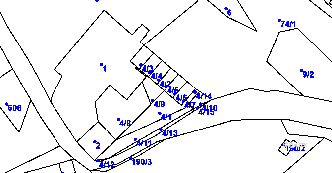 Parcela st. 4/5 v KÚ Sobědruhy, Katastrální mapa