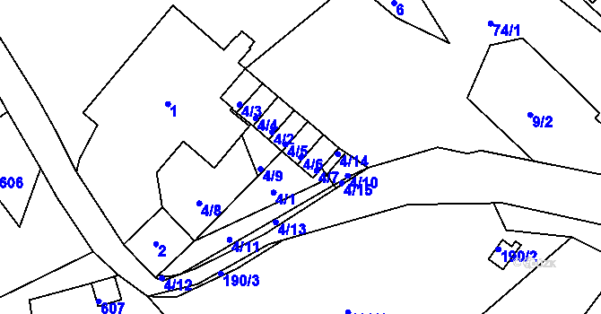 Parcela st. 4/6 v KÚ Sobědruhy, Katastrální mapa