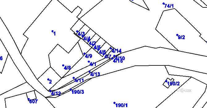 Parcela st. 4/7 v KÚ Sobědruhy, Katastrální mapa