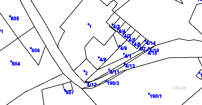 Parcela st. 4/8 v KÚ Sobědruhy, Katastrální mapa