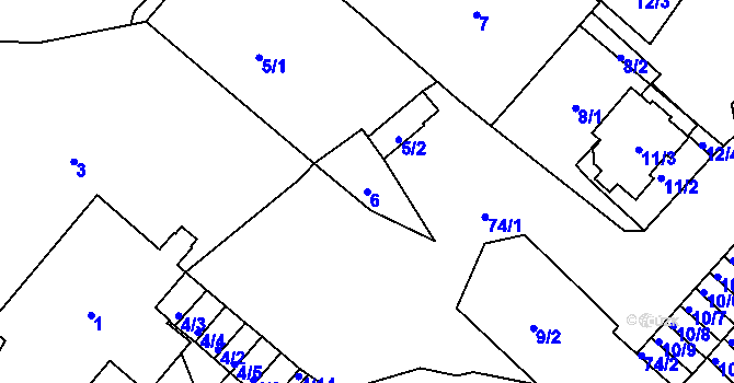 Parcela st. 6 v KÚ Sobědruhy, Katastrální mapa