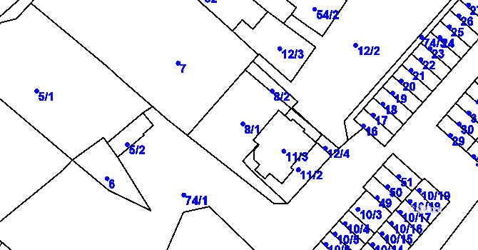 Parcela st. 8 v KÚ Sobědruhy, Katastrální mapa