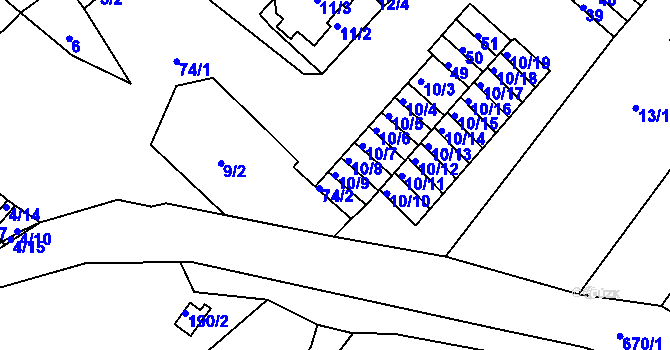 Parcela st. 10/9 v KÚ Sobědruhy, Katastrální mapa