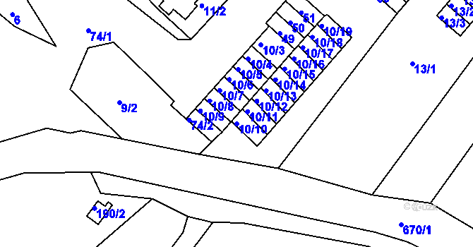 Parcela st. 10/10 v KÚ Sobědruhy, Katastrální mapa