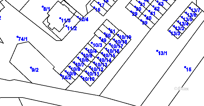 Parcela st. 10/15 v KÚ Sobědruhy, Katastrální mapa