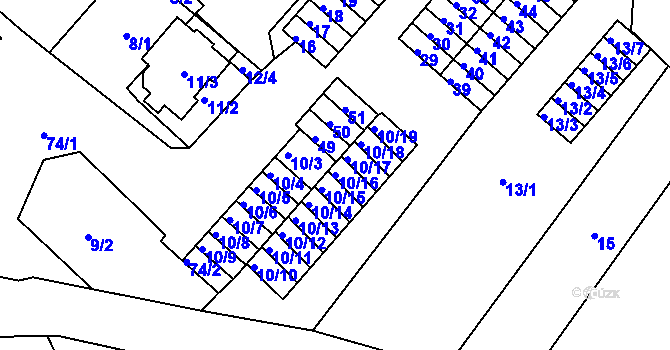Parcela st. 10/16 v KÚ Sobědruhy, Katastrální mapa