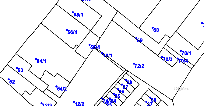 Parcela st. 12/1 v KÚ Sobědruhy, Katastrální mapa