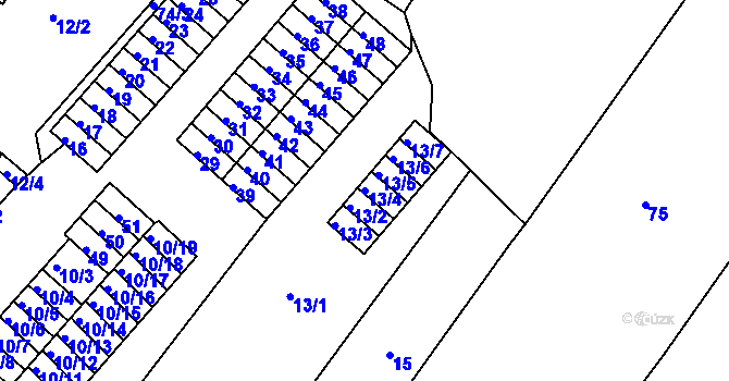 Parcela st. 13/4 v KÚ Sobědruhy, Katastrální mapa