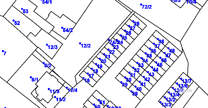 Parcela st. 21 v KÚ Sobědruhy, Katastrální mapa