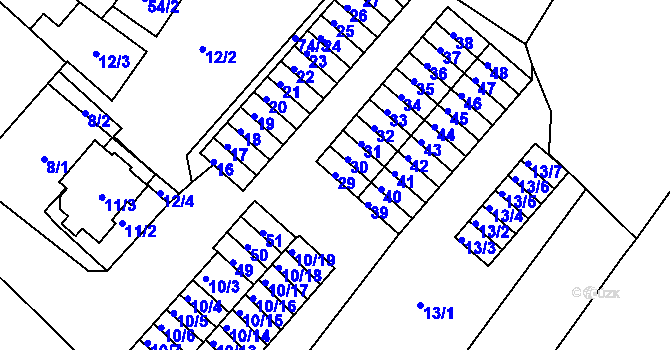 Parcela st. 29 v KÚ Sobědruhy, Katastrální mapa