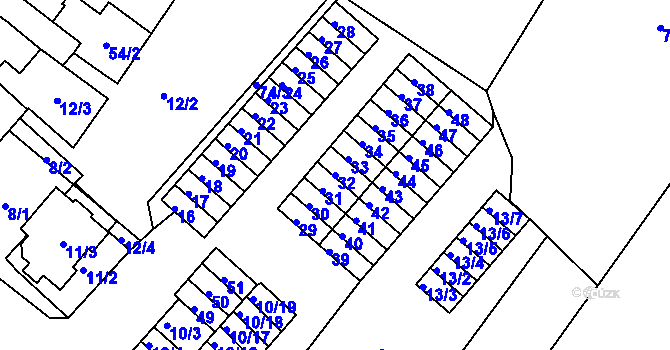 Parcela st. 32 v KÚ Sobědruhy, Katastrální mapa