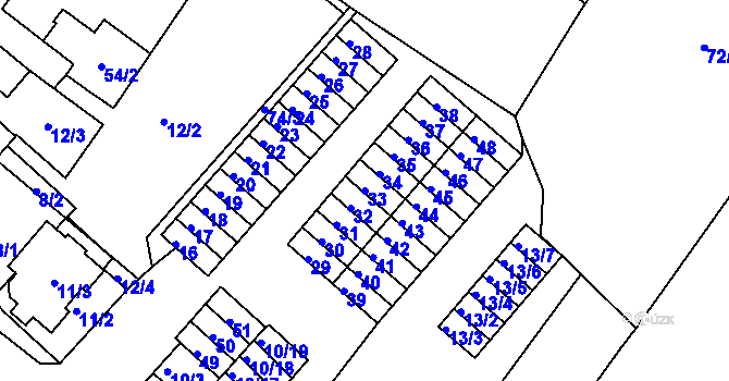 Parcela st. 33 v KÚ Sobědruhy, Katastrální mapa