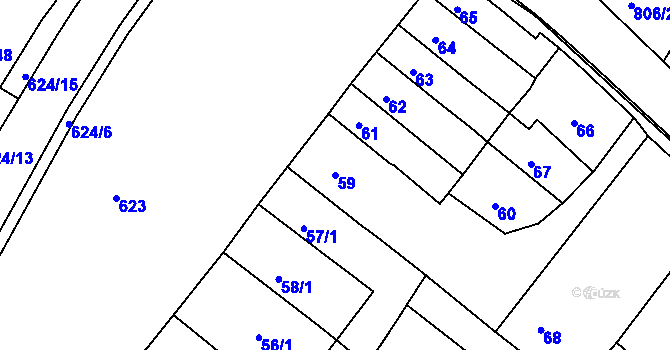 Parcela st. 59 v KÚ Sobědruhy, Katastrální mapa