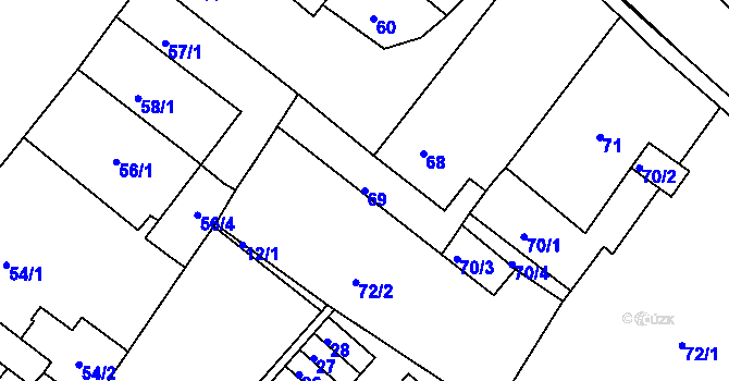 Parcela st. 69 v KÚ Sobědruhy, Katastrální mapa