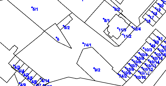 Parcela st. 74/1 v KÚ Sobědruhy, Katastrální mapa