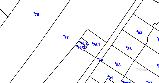 Parcela st. 76/2 v KÚ Sobědruhy, Katastrální mapa