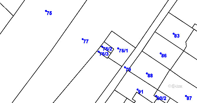 Parcela st. 76/3 v KÚ Sobědruhy, Katastrální mapa