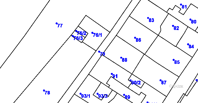 Parcela st. 79 v KÚ Sobědruhy, Katastrální mapa