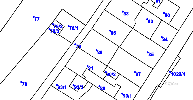 Parcela st. 88 v KÚ Sobědruhy, Katastrální mapa