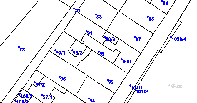 Parcela st. 89 v KÚ Sobědruhy, Katastrální mapa