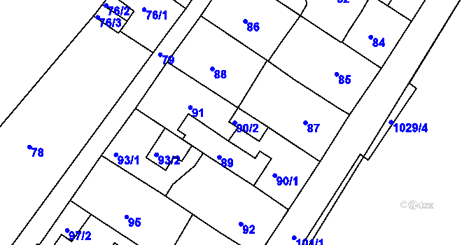Parcela st. 90/2 v KÚ Sobědruhy, Katastrální mapa