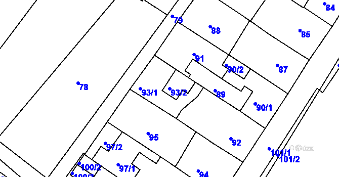 Parcela st. 93/2 v KÚ Sobědruhy, Katastrální mapa