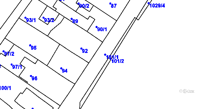 Parcela st. 101/1 v KÚ Sobědruhy, Katastrální mapa