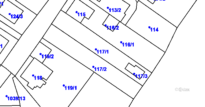 Parcela st. 117/1 v KÚ Sobědruhy, Katastrální mapa