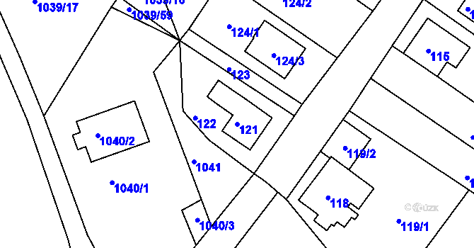 Parcela st. 121 v KÚ Sobědruhy, Katastrální mapa