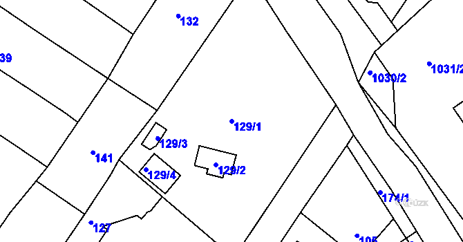 Parcela st. 129/1 v KÚ Sobědruhy, Katastrální mapa