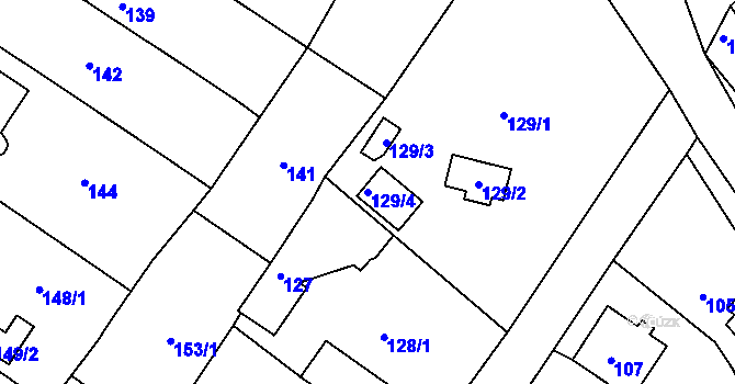 Parcela st. 129/4 v KÚ Sobědruhy, Katastrální mapa