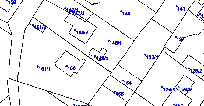 Parcela st. 149 v KÚ Sobědruhy, Katastrální mapa