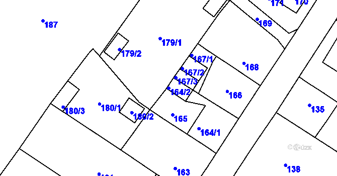 Parcela st. 164/2 v KÚ Sobědruhy, Katastrální mapa